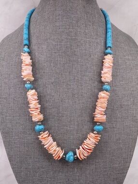 Artisan Crafted Turquoise-look/Spiney Oyster Shell Bead Necklace